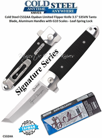 Cold Steel Knives CS32AA Oyabun Limited Flipper Knife 3.5" S35VN Tanto Blade, Aluminum Handles with G10 Scales - Leaf-Spring Lock