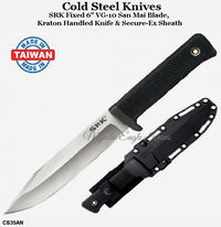 Cold Steel Knives CS35AN SRK Fixed 6" VG-10 San Mai Blade, Kraton Handled Knife Secure-Ex Sheath