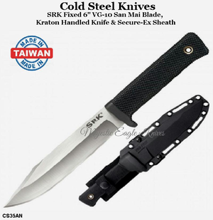 Cold Steel Knives CS35AN SRK Fixed 6" VG-10 San Mai Blade, Kraton Handled Knife Secure-Ex Sheath Cold Steel Knives CS35AN SRK Fixed 6" VG-10 San Mai Blade, Kraton Handled Knife Secure-Ex Sheath