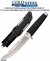 Cold Steel Knives CS35AP Outdoorsman Fixed Blade Knife 6" VG-10 San Mai Blade, Kray-Ex Handle, Secure-Ex Sheath
