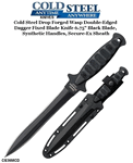 Cold Steel Knives CS36MCD Drop Forged Wasp Double-Edged Dagger Fixed Blade Knife 6.75" Black Blade, Synthetic Handles, Secure-Ex Sheath