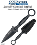 Cold Steel Knives CS36MF Drop Forged Battle Ring 2 Fixed Blade Knife 3.5" 52100 Carbon Double Edge, Secure-Ex Sheath with Ulti-Clip