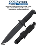 Cold Steel Knives CS36MH Drop Forged Survivalist Fixed Blade Knife 8" Gray Teflon 52100 Carbon Steel, Secure-Ex Sheath