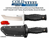 Cold Steel Knives CS39LSAA Mini Leatherneck Fixed Blade Knife 3.5" Tanto, Kray-Ex Handle, Secure-Ex Sheath