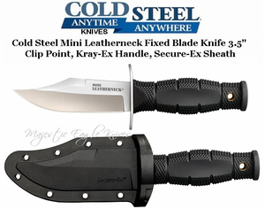 Cold Steel Knives CS39LSAB Mini Leatherneck Fixed Blade Knife 3.5" Clip Point, Kray-Ex Handle, Secure-Ex Sheath Cold Steel Knives CS39LSAB Mini Leatherneck Fixed Blade Knife 3.5" Clip Point, Kray-Ex Handle, Secure-Ex Sheath