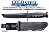 Cold Steel Knives CS39LSFCT Leatherneck-Tanto Fixed 6.75" D2 Black Powder Coated Blade, Griv-Ex Handles, Secure-Ex Sheath