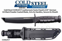 Cold Steel Knives CS39LSFCT Leatherneck-Tanto Fixed 6.75" D2 Black Powder Coated Blade, Griv-Ex Handles, Secure-Ex Sheath