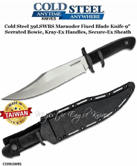 Cold Steel Knives CS39LSWBS Marauder Fixed Blade Knife 9" Serrated Bowie, Kray-Ex Handles, Secure-Ex Sheath
