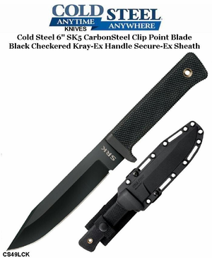 Cold Steel Knives CS49LCK SRK Survival Rescue Knife 6" Black SK-5 Blade, Kray-Ex Handle, Secure-Ex Sheath