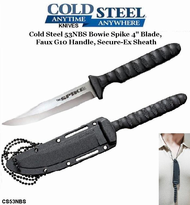 Cold Steel Knives CS53NBS Bowie Spike 4" Blade, Faux G10 Handle, Secure-Ex Sheath