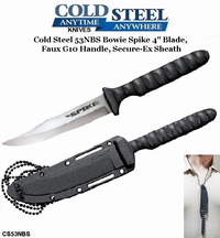 Cold Steel Knives CS53NBS Bowie Spike 4" Blade, Faux G10 Handle, Secure-Ex Sheath