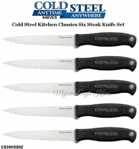 Cold Steel Knives CS59KSS6Z 6-Piece Kitchen Classic Steak Knife Set, Kray-Ex Handles