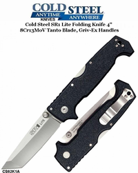 Cold Steel Knives CS62K1A SR1 Lite Folding Knife 4" 8Cr13MoV Tanto Blade, Griv-Ex Handles