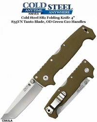 Cold Steel Knives CS62LA SR1 Folding Knife 4" S35VN Tanto Blade, OD Green G10 Handles