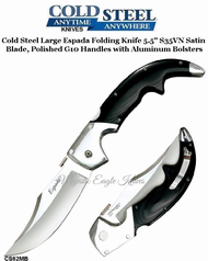 Cold Steel Knives CS62MB Large Espada Folding Knife 5.5" S35VN Satin Blade, Polished G10 Handles with Aluminum Bolsters