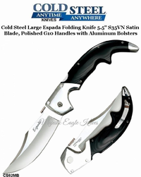Cold Steel Knives CS62MB Large Espada Folding Knife 5.5" S35VN Satin Blade, Polished G10 Handles with Aluminum Bolsters