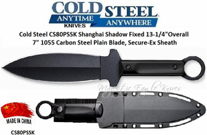 Cold Steel Knives CS80PSSK Shanghai Shadow Fixed 7" Carbon Steel Blade, Secure-Ex Sheath Cold Steel Knives CS80PSSK Shanghai Shadow Fixed 7" Carbon Steel Blade, Secure-Ex Sheath