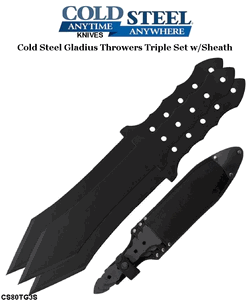 Cold Steel Knives CS80TG3S Set of 3 Gladius Throwers 8-1/4" Blade, Tri Cor-Ex Sheath