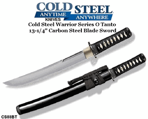 Cold Steel Knives CS88BT Warrior Series O Tanto 13-1/4" Carbon Steel Blade