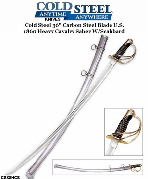 Cold Steel Knives CS88HCS US 1860 Heavy Cavalry Saber 36" Carbon Steel Blade