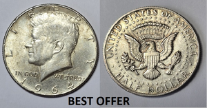 Collectible U.S.A. Coin's 1964-n-mark John F Kennedy Silver Half Dollar Coin Collectible U.S.A. Coin's 1964-n-mark John F Kennedy Silver Half Dollar Coin