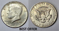 Collectible U.S.A. Coin's 1964-n-mark John F Kennedy Silver Half Dollar Coin Collectible U.S.A. Coin's 1964-n-mark John F Kennedy Silver Half Dollar Coin