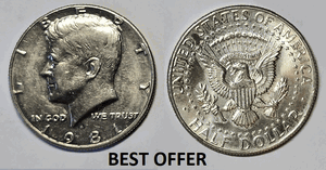Collectible U.S.A. Coin's 1981D-JFK-Half-Dollar