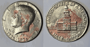 Collectible U.S.A. Coin's "200 YEARS OF FREEDOM" 1776-1976D-JFK-Half-Dollar VG