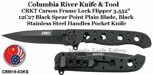 Columbia River CRKT CRM16-04KS Kit Carson Frame Lock Flipper 3.871" 12C27 Black Tanto Blade, Black Stainless Steel Handles Columbia River CRKT CRM16-04KS Kit Carson Frame Lock Flipper 3.871" 12C27 Black Tanto Blade, Black Stainless Steel Handles