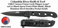 Columbia River CRKT CRM16-04KS Kit Carson Frame Lock Flipper 3.871" 12C27 Black Tanto Blade, Black Stainless Steel Handles Columbia River CRKT CRM16-04KS Kit Carson Frame Lock Flipper 3.871" 12C27 Black Tanto Blade, Black Stainless Steel Handles