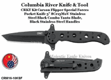 Columbia River CRKT CRM16-10KSF Kit Carson Flipper Special Forces 3" Black Combo Tanto Blade, Black Stainless Steel Handles