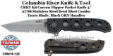 Columbia River CRKT CRM16-12Z Kit Carson Flipper 3" Bead Blast Combo Tanto Blade, Black GRN Handles