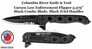 Columbia River CRKT CRM16-13ZLEK Kit Carson Law Enforcement Flipper 3.375" Black Combo Blade, Black Zytel Handles Columbia River CRKT CRM16-13ZLEK Kit Carson Law Enforcement Flipper 3.375" Black Combo Blade, Black Zytel Handles