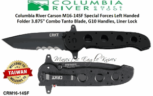 Columbia River CRKT CRM16-14SF CRKT Kit Carson Big Dog Flipper Pocket Knife 3.875" Tanto Combo Blade, Black, Aluminum Handles