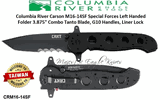 Columbia River CRKT CRM16-14SF CRKT Kit Carson Big Dog Flipper Pocket Knife 3.875" Tanto Combo Blade, Black, Aluminum Handles