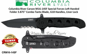 Columbia River CRKT CRM16-14SF CRKT Kit Carson Big Dog Flipper Pocket Knife 3.875" Tanto Combo Blade, Black, Aluminum Handles