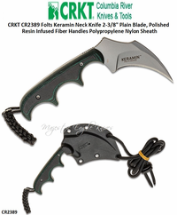 Columbia River Knife and Tool: CR2389 CRKT Folts Keramin Neck Knife 2-3/8" Plain Blade, Polished Resin Infused Fiber Handles Polypropylene Nylon Sheath Columbia River Knife and Tool: CR2389 CRKT Folts Keramin Neck Knife 2-3/8" Plain Blade, Polished Resin Infused Fiber Handles Polypropylene Nylon Sheath