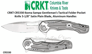 Columbia River Knife and Tool: CR5330 CRKT Ikoma Sampa Gentleman's Tactical Folder 3-1/8" Satin Plain Blade, Aluminum Handles 
