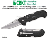 Columbia River Knife and Tool: CR6914K CRKT Cascade Folder Combo Edge 5-1/8" Closed 3-1/2" Stainless Blade Diamond Patterned Injection Molded Kraton Handle