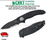Columbia River Knife & Tool CR5406K CRKT Flavio Ikoma Linchpin Flipper Knife 3.734" 1.4116 Black Sheepsfoot Blade with Veff Serrations, Black GRN Handles