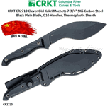Columbia River Knife & Tool CR2710 CRKT Clever Girl Kukri Machete 7-3/4" SK5 Carbon Steel Black Plain Blade, G10 Handles, Thermoplastic Sheath