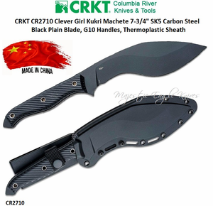 Columbia River Knife & Tool CR2710 CRKT Clever Girl Kukri Machete 7-3/4" SK5 Carbon Steel Black Plain Blade, G10 Handles, Thermoplastic Sheath Columbia River Knife & Tool CR2710 CRKT Clever Girl Kukri Machete 7-3/4" SK5 Carbon Steel Black Plain Blade, G10 Handles, Thermoplastic Sheath