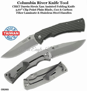 Columbia River Knife & Tool CR2085 CRKT 2085 Darrin Sirois Xan Assisted Folding Knife 3.67" Clip Point Blade, G10/Carbon Fiber Laminate and Stainless Steel Handles Columbia River Knife & Tool CR2085 CRKT 2085 Darrin Sirois Xan Assisted Folding Knife 3.67" Clip Point Blade, G10/Carbon Fiber Laminate and Stainless Steel Handles