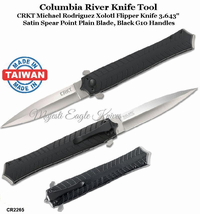 Columbia River Knife & Tool CR2265 CRKT Michael Rodriguez Xolotl Flipper Knife 3.643" Satin Spear Point Blade, Black G10 Handles Columbia River Knife & Tool CR2265 CRKT Michael Rodriguez Xolotl Flipper Knife 3.643" Satin Spear Point Blade, Black G10 Handles