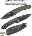 Columbia River Knife & Tool CR2520 CRKT Lucas Burnley Tuna Folding Knife 3.221" Black Stonewashed Drop Point Plain Blade, OD Green G10 and Stainless Steel Handles