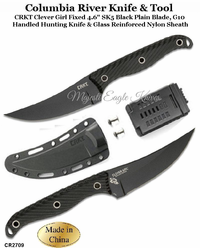 Columbia River Knife & Tool CR2709 CRKT Clever Girl Fixed 4.6" SK5 Black Plain Blade, G10 Handled Hunting Knife & Glass Reinforced Nylon Sheath Columbia River Knife & Tool CR2709 CRKT Clever Girl Fixed 4.6" SK5 Black Plain Blade, G10 Handled Hunting Knife & Glass Reinforced Nylon Sheath