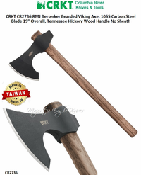 Columbia River Knife & Tool CR2736 CRKT RMJ Berserker Bearded Viking Axe, 1055 Carbon Steel Blade 19" Overall, Tennessee Hickory Wood Handle No Sheath Columbia River Knife & Tool CR2736 CRKT RMJ Berserker Bearded Viking Axe, 1055 Carbon Steel Blade 19" Overall, Tennessee Hickory Wood Handle No Sheath