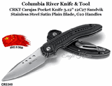 Columbia River Knife & Tool CR5340 CRKT Carajas Pocket  Knife 3.12" 12C27 Sandvik Stainless Steel Satin Plain Blade, G10 Handles