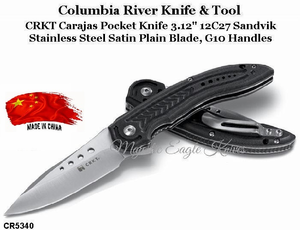 Columbia River Knife & Tool CR5340 CRKT Carajas Pocket Knife 3.12" 12C27 Sandvik Stainless Steel Satin Plain Blade, G10 Handles Columbia River Knife & Tool CR5340 CRKT Carajas Pocket Knife 3.12" 12C27 Sandvik Stainless Steel Satin Plain Blade, G10 Handles