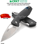 Columbia River Knife & Tool CR5390 CRKT Jesper Voxnaes Piet Folding Pocket Knife 2.689" Satin Plain Blade, Black GRN Handles